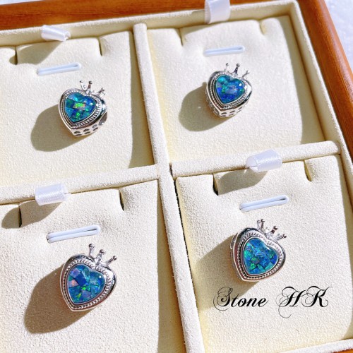 S925 Opal心型吊咀