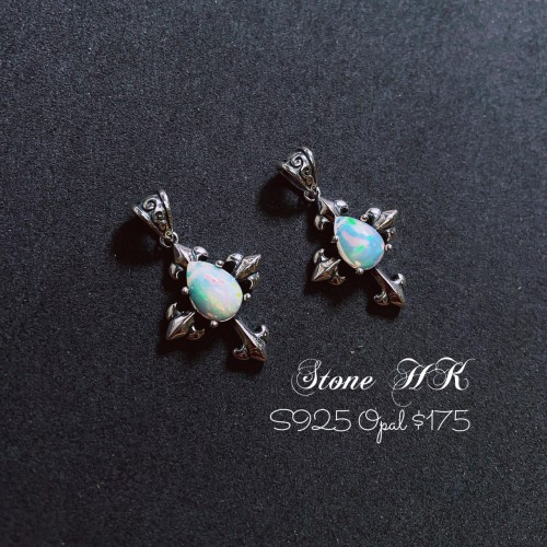 S925 Opal十字架水滴吊咀